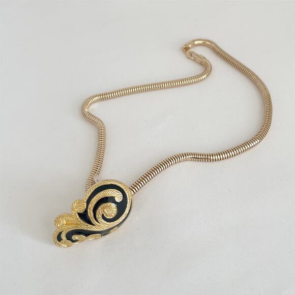 DIOR Vintage Art Nouveau Large Black Onyx Enamel Earring Pendant  Pin Brooch - Picture 2 of 11